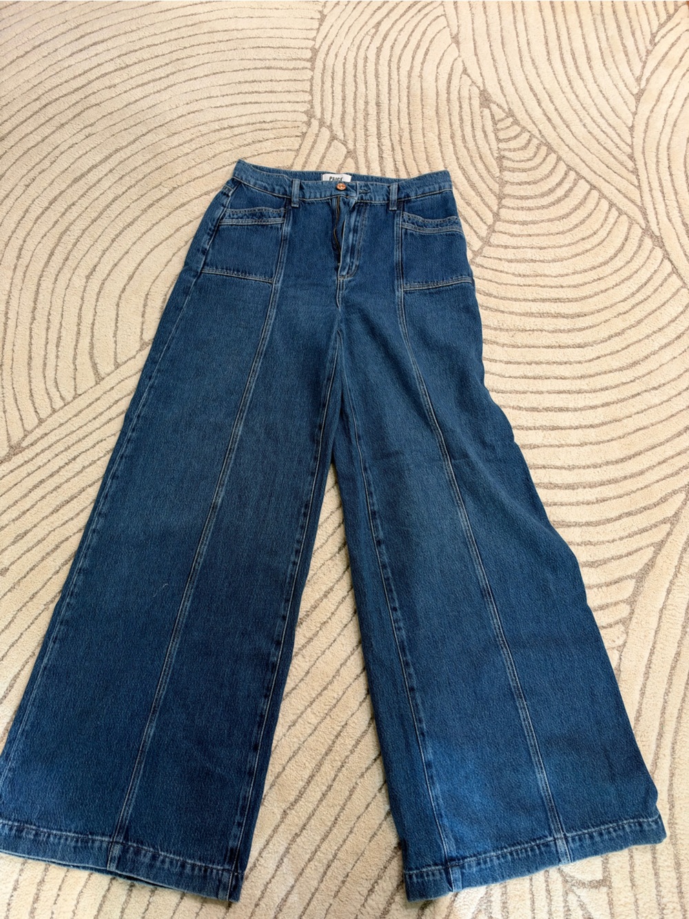 Paige NWOT Wide-Leg Women's Dark Blue Panel Denim Jeans